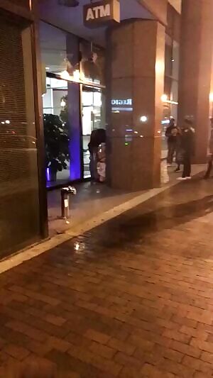 Slut caught in public with huge dick in mouth, then flashes her pussy