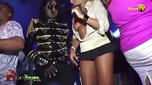 The tiniest skirt ever and no underwear in a Miami nightclub