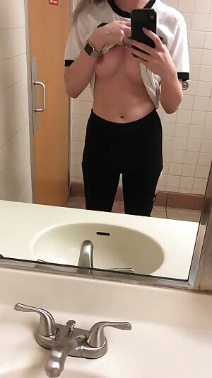 Almost caught flashing in public restroom 😂😂