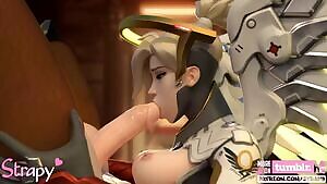 Mercy sucking her cock