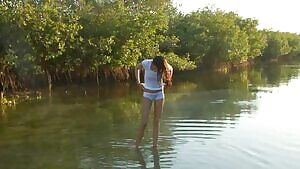 a sunset piss amongst the mangroves