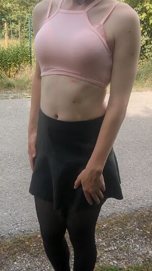 Solo Public Caged Chastity Crossdressing Femboy