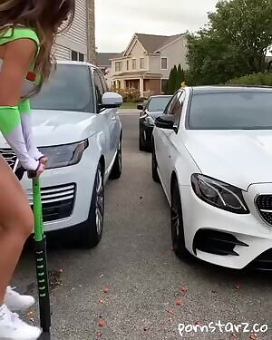 Lana Rhoades' juicy butt bouncing on a Pogo stick