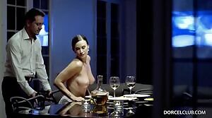 Dinner is briefly interrupted so that a stranger can fuck her in the ass