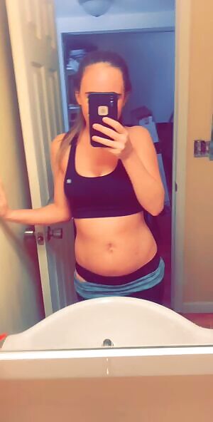 Peeling down my sports bra after the gym