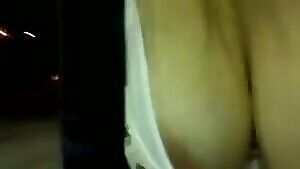 flashing her tits at the gas station