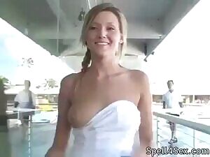 Has Her Tit Out As He Walks Past