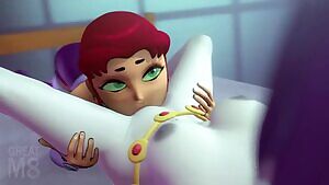 Starfire eating out Raven