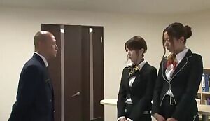 Unlucky man gets forcibly thrown into air hostess’s training course.