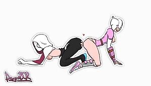 Spider-Gwen and Gwen-Pool share a dildo