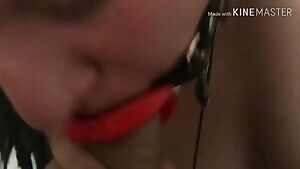 lip gag blowjob
