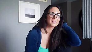 Gorgeous cheating brunette with glasses blowjob