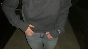 Girlfriend flashing her cute tits outside