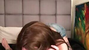 Naughty Girl Riding a Dick in Reverse Cowgirl with Tight Jeans