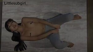 Asian Babe Rip Off Her Yoga Pants And Fucking Her Pussy