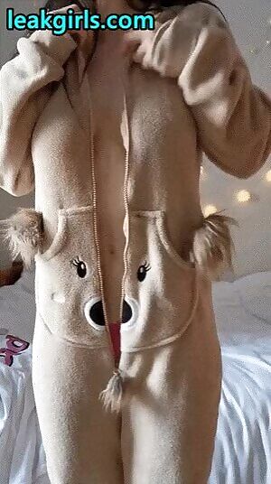 Big tit Asian removes bear onesie