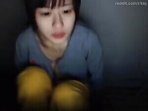 Young Japanese mother showing her nice natural hanging boobs on cam