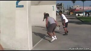 Flasher interrupts a game of handball