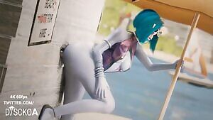 Widowmaker being rough to a beach gloryhole