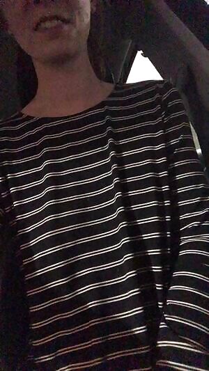 Showing of my tits in a parking lot