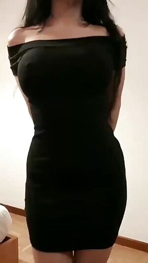 Black dress and tan lines