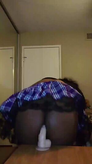 My booty bouncing on my dildo. It was quite hungry :)