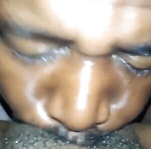 Munching muff can be a sweet sticky job! :p