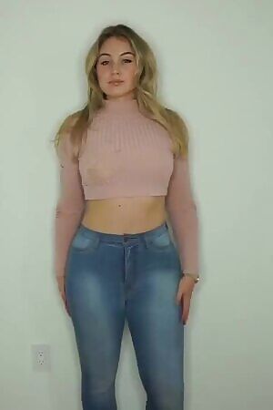 Showing off her jeans
