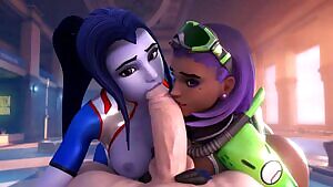 Widowmaker & Sombra sharing your cock
