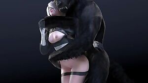 2B getting fucked from behind