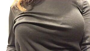 Titty drop in the bathroom at work
