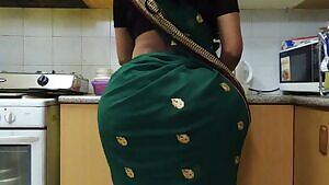 Big Indian booty in the kitchen