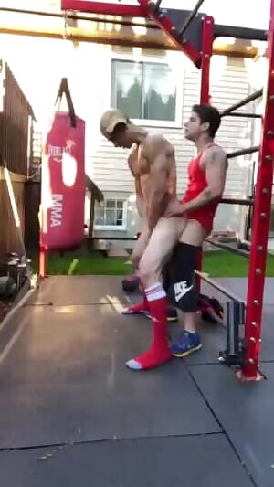 Fucked in his backyard gym