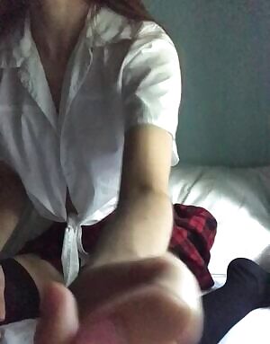 I eel so cute in my schoolgirl outfut! Who wants to come study with me?