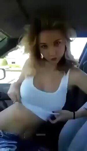Ravishing Blonde Slowly Reveals In The Car