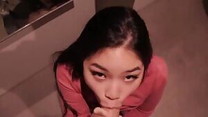 Hot Tinder meet up ends in a public bathroom for a fuck