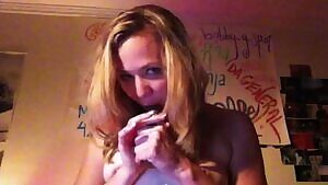 Louisa Krause sucking and fucking a dildo for a cam site in the movie King Kelly