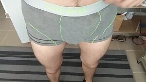 Changing clothes at work.