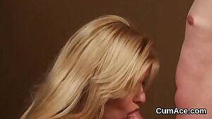 Hot doll gets cumshot on her face swallowing all the semen