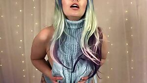 Colourful wig, but here are my boobs!