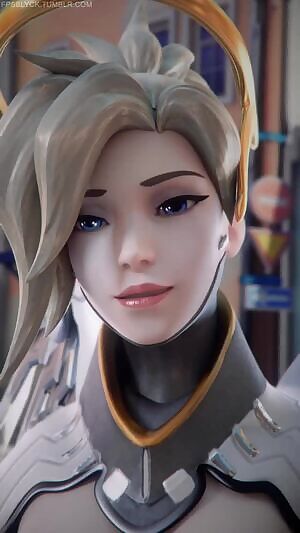 Mercy practicing to make her face ahegao