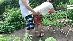 Fucking in the garden because kids are home all day