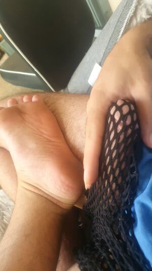 Clothed Masturbating Feet Fishnet Teasing
