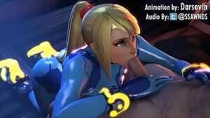 Samus gives a good suk and swallow