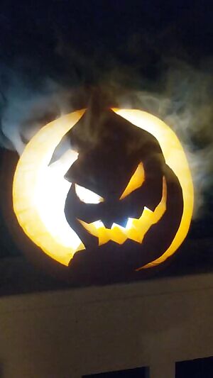 I drew Oogie Boogie and Daddy carved him! Our first pumpkin together ♥️🎃