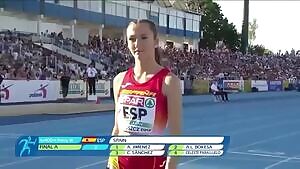 Spanish runner in 400m relay race. Wait for it.
