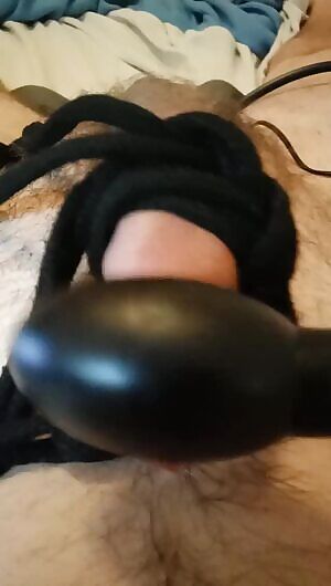 Vibrating my tied cock to orgasm