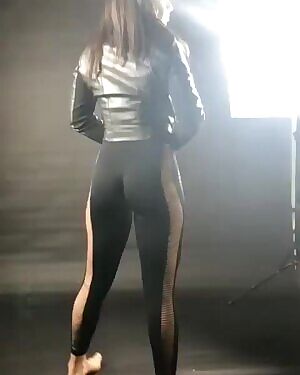 Bad chick in leather jacket