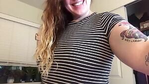 Big tits in stripes