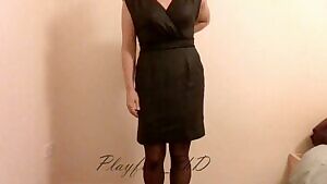 Part 2 of thigh highs & garter: Taking of the dress...